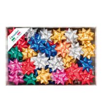 Stelle di nastro liscio 6800 - 19 mm x diam. 9 cm - colori natalizi assortiti - Brizzolari - conf. 70 pezzi