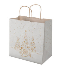 Shopper - maniglie cordino - 28 x 17 x 29 cm - carta kraft - Xmas Dream - bianco - Mainetti Bags - conf. 25 pezzi