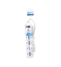 Multipresa italiana 5 vie 10A 2300W con protezione sovraccarico, interruttore, cavo 1,5m 3G1.0mm², spina 10A bianca