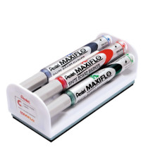 Marcatore per lavagne MaxiFlo - punta conica 4 mm - colori assortiti - con cancellino - Pentel - conf. 4 + 1 pezzi