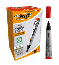 Marcatore permanente Marking 2300 - punta scalpello 3,70-5,50mm - rosso - Bic - conf. 12 pezzi