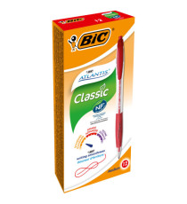 Penna a sfera a scatto Atlantis Classic - punta 1,0mm - rosso  - Bic - conf. 12 pezzi