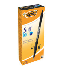 Penne a sfera a scatto Soft Feel - punta 1,0mm - nero  - Bic - conf. 12 pezzi
