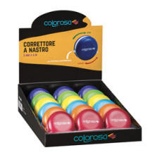 Correttore a nastro - 5 mm x 6 mt - colori assortiti - Colorosa - expo 18 pezzi