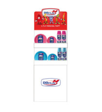 Espositore da terra Mini - con piatti e bicchieri Reuse - fucsia/turchese - Dopla