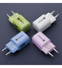 Pack caricabatterie da muro 2 porte USB-A e USB-C 33W verde Forcell F-Energy Crystal VT-41 cavo type-c PD QC4.0 tecnologia GaN3