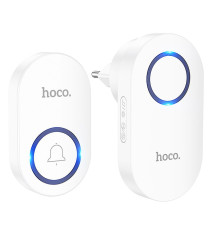 Campanello Wireless Hoco HI25 Senza Fili 433,92MHz 60 Melodie Portata 150m Pulsante Batteria CR2032 Casa Ufficio Bianco