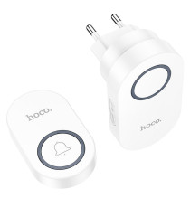 Campanello Wireless Hoco HI25 Senza Fili 433,92MHz 60 Melodie Portata 150m Pulsante Batteria CR2032 Casa Ufficio Bianco