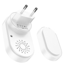 Campanello Wireless Hoco HI25 Senza Fili 433,92MHz 60 Melodie Portata 150m Pulsante Batteria CR2032 Casa Ufficio Bianco