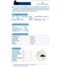 NASTRO RIBBON ZEBRA 110MMX300MT NERO IN CERA-RESINA COMPATIBILE CK26WR110X300MT PER SATO TOSHIBA CITIZEN ZEBRA INTERMEC