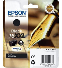 ORIGINALE EPSON T1631XL NERA PER EPSON WF2010W 2510WF 2520NF 2530WF C13T16314012 16XL CAPACITA' 12,9ML