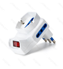 ADATTATORE TRIPLO CON SPINA 16A 250V S11 3 PRESE (2 P17/11 e 1P40) 16A/250V BIANCO CON INTERRUTTORE MAX 1500W PROTEZIONE BAMBINI ADATTATORE TRIPLO CON SPINA 16A 250V S11 3 PRESE (2 P17/11 e 1P40) 16A/250V BIANCO CON INTERRUTTORE MAX 1500W PROTEZIONE BAMBINI