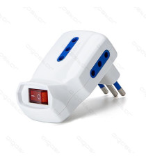 ADATTATORE TRIPLO CON SPINA 10A 250V 3 PRESE (2 P17/11 e 1 P40) BIANCO CON INTERRUTTORE MAX 1500W PROTEZIONE BAMBINI ADATTATORE TRIPLO CON SPINA 10A 250V 3 PRESE (2 P17/11 e 1 P40) BIANCO CON INTERRUTTORE MAX 1500W PROTEZIONE BAMBINI