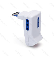 ADATTATORE TRIPLO CON SPINA 10A 250V 3 PRESE (2 P17/11 e 1 P40) BIANCO CON INTERRUTTORE MAX 1500W PROTEZIONE BAMBINI ADATTATORE TRIPLO CON SPINA 10A 250V 3 PRESE (2 P17/11 e 1 P40) BIANCO CON INTERRUTTORE MAX 1500W PROTEZIONE BAMBINI