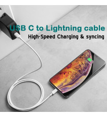 CAVO DA USB-C A LIGHTNING 1MT CARICA RAPIDA - TRASFERIMENTO DATI ALTA VELOCITA FINO A 480 Mbps TYPE-C TO LIGHTNING 8PIN CAVO DA USB-C A LIGHTNING 1MT CARICA RAPIDA - TRASFERIMENTO DATI ALTA VELOCITA FINO A 480 Mbps TYPE-C TO LIGHTNING 8PIN