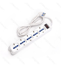 MULTIPRESA CIABATTA ELETTRICA SCHUKO 5 POSTI CON INTERRUTTORE CAVO DA 1,5 MT SPINA 10A 250V S11 PRESA 16A 250V 5 WAY P40