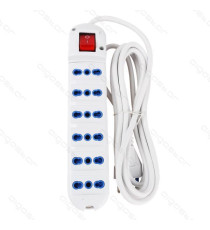 MULTIPRESA CIABATTA ELETTRICA 6 POSTI CON INTERRUTTORE GENERALE CAVO DA 5METRI SPINA  16A 250V PRESA 16A 250V 6 WAY P17/11