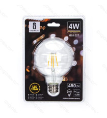 LAMPADINA LED FILAMENTO G95 4W ATTACCO E27 450 LUMEN 6500K LUCE FREDDA D95*H135mm ANGOLO 360 GRADI EQUIVALE A 39W INCADESCENZA LAMPADINA LED FILAMENTO G95 4W ATTACCO E27 450 LUMEN 6500K LUCE FREDDA D95*H135mm ANGOLO 360 GRADI EQUIVALE A 39W INCADESCENZA