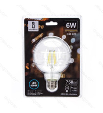 LAMPADINA LED FILAMENTO G95 6W ATTACCO E27 750 LUMEN 2700K LUCE CALDA D95*H135mm ANGOLO 360 GRADI EQUIVALE A 57W INCADESCENZA LAMPADINA LED FILAMENTO G95 6W ATTACCO E27 750 LUMEN 2700K LUCE CALDA D95*H135mm ANGOLO 360 GRADI EQUIVALE A 57W INCADESCENZA