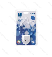 LUCE NOTTURNA LED 7 COLORI RGB 0,5W 30LUMEN CON SENSORE GIORNO/NOTTE FIOCCO DI NEVE - SPINA ITALIANA - MISURA L63*W55*H110mm