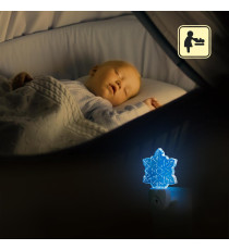 LUCE NOTTURNA LED 7 COLORI RGB 0,5W 30LUMEN CON SENSORE GIORNO/NOTTE FIOCCO DI NEVE - SPINA ITALIANA - MISURA L63*W55*H110mm