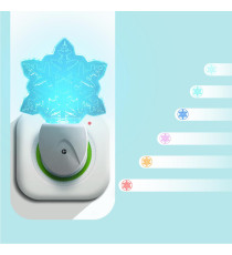 LUCE NOTTURNA LED 7 COLORI RGB 0,5W 30LUMEN CON SENSORE GIORNO/NOTTE FIOCCO DI NEVE - SPINA ITALIANA - MISURA L63*W55*H110mm