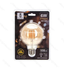 LAMPADINA LED FILAMENTO AMBRATA G95 6W ATTACCO E27 550 LUMEN 2200K LUCE CALDA D95*H135mm ANGOLO 360 EQUIVALE A 45W INCADESCENZA LAMPADINA LED FILAMENTO AMBRATA G95 6W ATTACCO E27 550 LUMEN 2200K LUCE CALDA D95*H135mm ANGOLO 360 EQUIVALE A 45W INCADESCENZA