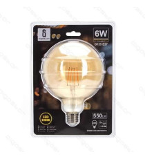 LAMPADINA LED FILAMENTO AMBRATA G95 6W ATTACCO E27 550 LUMEN 2200K LUCE CALDA D95*H135mm ANGOLO 360 EQUIVALE A 45W INCADESCENZA LAMPADINA LED FILAMENTO AMBRATA G95 6W ATTACCO E27 550 LUMEN 2200K LUCE CALDA D95*H135mm ANGOLO 360 EQUIVALE A 45W INCADESCENZA