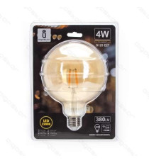 LAMPADINA LED FILAMENTO AMBRATA G125 6W ATTACCO E27 550 LUMEN 2200K LUCE CALDA D125*H175mm ANGOLO 360 EQUIVALE A 45W INCAD. LAMPADINA LED FILAMENTO AMBRATA G125 6W ATTACCO E27 550 LUMEN 2200K LUCE CALDA D125*H175mm ANGOLO 360 EQUIVALE A 45W INCAD.