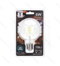 LAMPADINA LED FILAMENTO G80 6W ATTACCO E27 750 LUMEN 2700K LUCE CALDA D80*H120mm ANGOLO 360 EQUIVALE A 57W INCADESCENZA LAMPADINA LED FILAMENTO G80 6W ATTACCO E27 750 LUMEN 2700K LUCE CALDA D80*H120mm ANGOLO 360 EQUIVALE A 57W INCADESCENZA