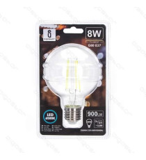 LAMPADINA LED FILAMENTO G80 6W ATTACCO E27 750 LUMEN 6500K LUCE FREDDA D80*H120mm ANGOLO 360 EQUIVALE A 57W INCADESCENZA LAMPADINA LED FILAMENTO G80 6W ATTACCO E27 750 LUMEN 6500K LUCE FREDDA D80*H120mm ANGOLO 360 EQUIVALE A 57W INCADESCENZA