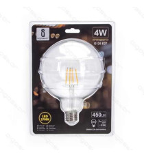 LAMPADINA LED FILAMENTO G125 4W ATTACCO E27 450 LUMEN 2700K LUCE CALDA D125*H175mm ANGOLO 360 EQUIVALE A 39W INCADESCENZA
