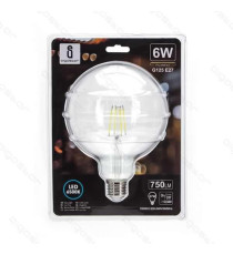 LAMPADINA LED FILAMENTO G125 6W ATTACCO E27 750 LUMEN 2700K LUCE CALDA D125*H175mm ANGOLO 360 EQUIVALE A 57W INCADESCENZA LAMPADINA LED FILAMENTO G125 6W ATTACCO E27 750 LUMEN 2700K LUCE CALDA D125*H175mm ANGOLO 360 EQUIVALE A 57W INCADESCENZA
