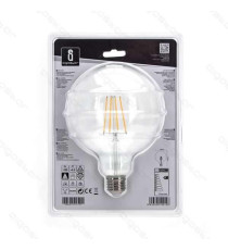 LAMPADINA LED FILAMENTO G125 6W ATTACCO E27 750 LUMEN 2700K LUCE CALDA D125*H175mm ANGOLO 360 EQUIVALE A 57W INCADESCENZA LAMPADINA LED FILAMENTO G125 6W ATTACCO E27 750 LUMEN 2700K LUCE CALDA D125*H175mm ANGOLO 360 EQUIVALE A 57W INCADESCENZA