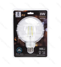 LAMPADINA LED FILAMENTO G125 8W ATTACCO E27 900 LUMEN 2700K LUCE CALDA D125*H175mm ANGOLO 360 EQUIVALE A 66W INCADESCENZA LAMPADINA LED FILAMENTO G125 8W ATTACCO E27 900 LUMEN 2700K LUCE CALDA D125*H175mm ANGOLO 360 EQUIVALE A 66W INCADESCENZA