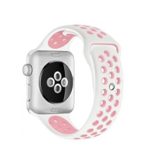 CINTURINO IN SILICONE BIANCO/ROSA 42MM 44MM MISURA S MOD. NIKE PER APPLE WATCH SERIE 2-3-4-5 ALTA QUALITA' CHIUSURA PIN-AND-TUCK