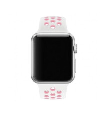 CINTURINO IN SILICONE BIANCO/ROSA 42MM 44MM MISURA S MOD. NIKE PER APPLE WATCH SERIE 2-3-4-5 ALTA QUALITA' CHIUSURA PIN-AND-TUCK