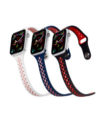 CINTURINO IN SILICONE NERO/ROSSO 38MM 40MM MISURA L MOD. NIKE APPLE WATCH SERIE 2-3-4-5 ALTA QUALITA' CHIUSURA PIN-AND-TUCK