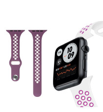 CINTURINO IN SILICONE GRIGIO/NERO 42MM 44MM MISURA S MOD. NIKE APPLE WATCH SERIE 2-3-4-5 ALTA QUALITA' CHIUSURA PIN-AND-TUCK