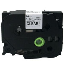 CASSETTA NASTRO TZ-145 TZe-145 COMPATIBILE BROTHER LAMINATO TESTO BIANCO SU TRASPARENTE 18mmX8mt TZ145 LAMINATO ALTA QUALITA' 