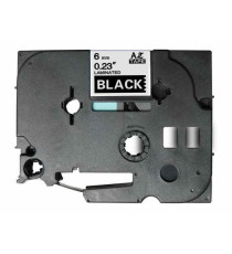 CASSETTA NASTRO TZ-111 COMPATIBILE BROTHER LAMINATO NERO/TRASPARENTE 6mmX8m TZ-111 TZe-111 (LAMINATO NERO SU TRASPARENTE)