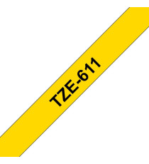 CASSETTA NASTRO TZ-611 COMPATIBILE BROTHER GIALLO 6mmX8m PER Brother Eletronic labelling TZ-611 TZe-611 (NERO SU GIALLO)