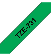 CASSETTA NASTRO TZ-731 TZe-731 LAMINATO COMPATIBILE BROTHER TESTO NERO SU VERDE 12mmX8mt TZ731 LAMINATO ALTA QUALITA'