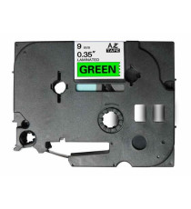 CASSETTA NASTRO TZ-721 TZe-721 LAMINATO COMPATIBILE BROTHER TESTO NERO SU VERDE 9mmX8mt TZ721 LAMINATO ALTA QUALITA'