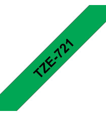 CASSETTA NASTRO TZ-721 TZe-721 LAMINATO COMPATIBILE BROTHER TESTO NERO SU VERDE 9mmX8mt TZ721 LAMINATO ALTA QUALITA'