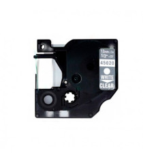 CASSETTA NASTRO D45020 12mmX7m BIANCO SU TRASPARENTE S0720600 COMPATIBILE PER DYMO-500TS Eletronic labelling ETICHETTE 45020