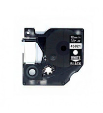 CASSETTA NASTRO D45021 12mmX7m BIANCO SU NERO S0720610 COMPATIBILE PER DYMO-500TS Eletronic labelling ETICHETTE 45021