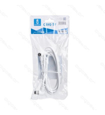 CAVO ANTENNA TV 1,5MT AD ANGOLO RETTO 90 GRADI MASCHIO/FEMMINA BIANCO CERTIFICAZIONE CE - CONNETTORE SPINOTTO AD ANGOLO