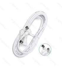 CAVO ANTENNA TV 5MT AD ANGOLO RETTO 90 GRADI MASCHIO/FEMMINA BIANCO CERTIFICAZIONE CE - CONNETTORE SPINOTTO AD ANGOLO CAVO ANTENNA TV 5MT AD ANGOLO RETTO 90 GRADI MASCHIO/FEMMINA BIANCO CERTIFICAZIONE CE - CONNETTORE SPINOTTO AD ANGOLO