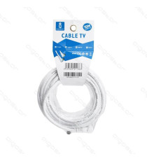 CAVO ANTENNA TV 10MT AD ANGOLO RETTO 90 GRADI MASCHIO/FEMMINA BIANCO CERTIFICAZIONE CE - CONNETTORE SPINOTTO AD ANGOLO